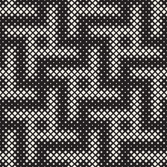 Stylish halftone texture. Endless abstract background with random size shapes. Vector seamless mosaic pattern.