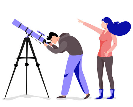 Man with telescope in search of a star