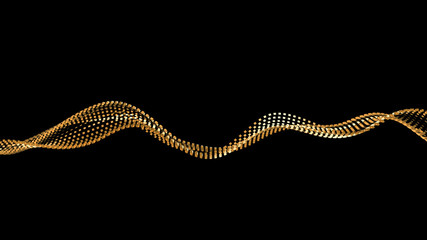 Beautiful black background with golden glitter. 3d illustration, 3d rendering.