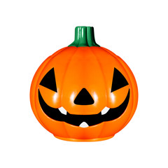 Pumpkin made from plastic isolated on white background. Halloween and decoration concept. Object with clipping path