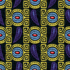 Abstract handmade Ethno doodle background. For fabrics, wallpaper and other things.