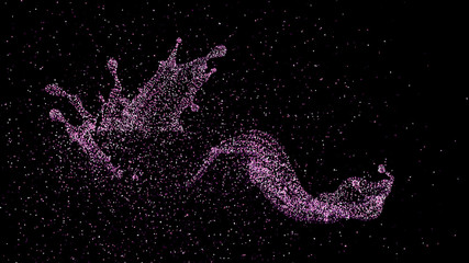 Beautiful black background with a purple glitter. 3d illustration, 3d rendering.