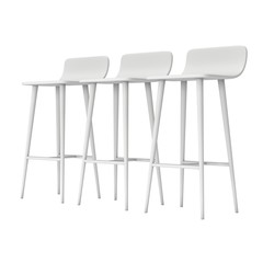 Bar stool furniture 3d render isolated on white. High chair. Bar interior design.