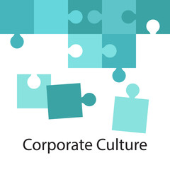 Puzzle, teamwork and unity and partnership. Vector illustration. Corporate culture business concept.
