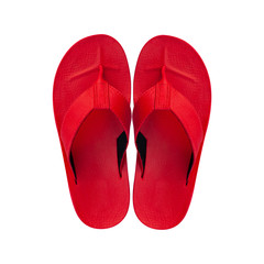 Flip flops or Slippers red isolated on white background. Top view. Objects with clipping path