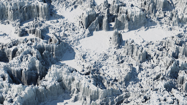 snowy mountain landscape, 3d render