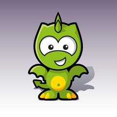 sweet green friendly dragon character