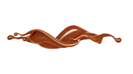 A beautiful, elegant splash of chocolate. 3d illustration, 3d rendering.