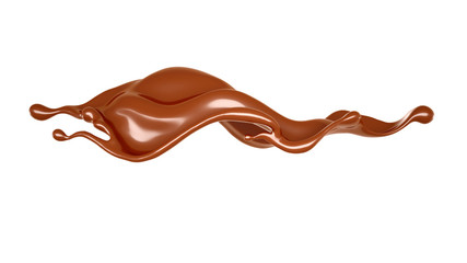 A beautiful, elegant splash of chocolate. 3d illustration, 3d rendering.