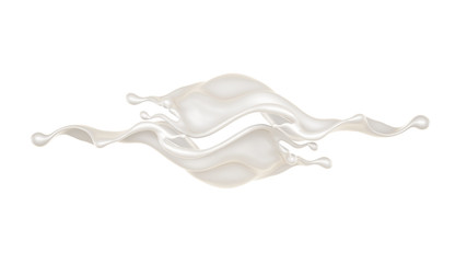 A beautiful, elegant splash of milk. 3d illustration, 3d rendering.