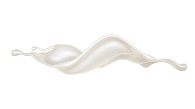A beautiful, elegant splash of milk. 3d illustration, 3d rendering.