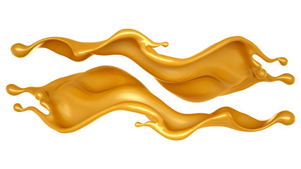 A beautiful, elegant splash of caramel. 3d illustration, 3d rendering.