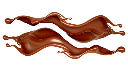 A beautiful, elegant splash of chocolate. 3d illustration, 3d rendering.