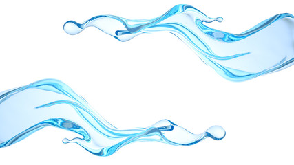 Beautiful, elegant splash of water. 3d illustration, 3d rendering.