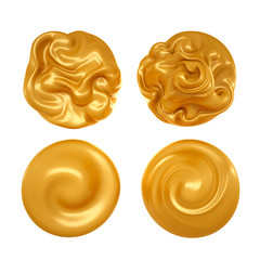 Beautiful, elegant splash of caramel on a yellow background. 3d illustration, 3d rendering.