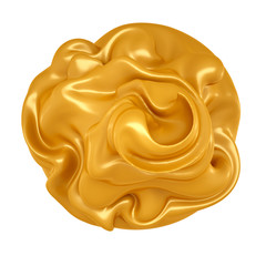 Beautiful, elegant splash of caramel on a yellow background. 3d illustration, 3d rendering.