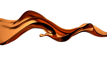 A beautiful, elegant splash of brown liquid..3d illustration, 3d rendering.