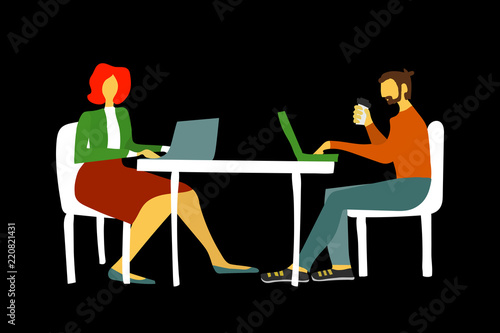 Businessman And Businesswoman Vector Illustration For Newspaper