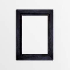Black wood frame isolated on white background. Object with clipping path