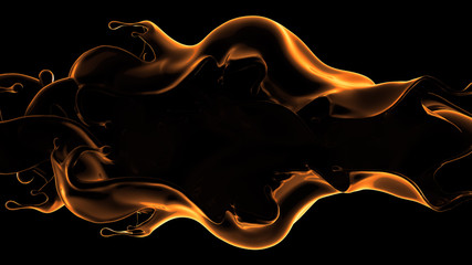 Black background with splash of liquid. 3d illustration, 3d rendering.