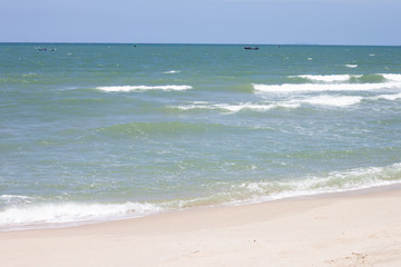 Beautiful sandy beach tropical sea in Thailand.