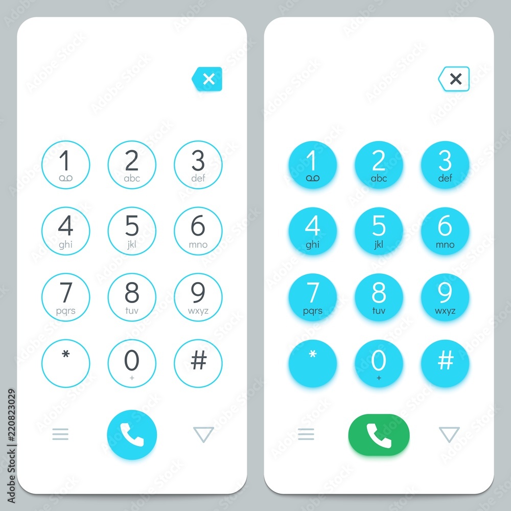 Poster phone keypad. smartphone screen keyboard with numbers. isolated vector set. number display cellphone