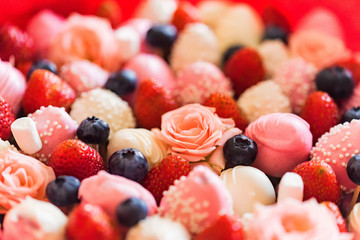 Decorative bouquet made of sweets close up