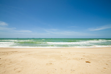 Beautiful sandy beach tropical sea in Thailand.
