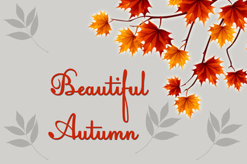 Illustration Beautiful autumn. The text is autumn. Autumn background. Autumn postcard.