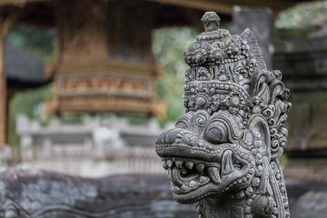 Close-up of a Old Carved Statue in a Balinese Temple