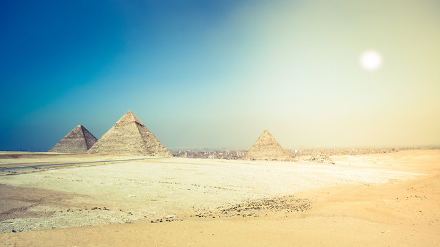 Pyramids of Giza on the outskirts of Cairo Egypt..