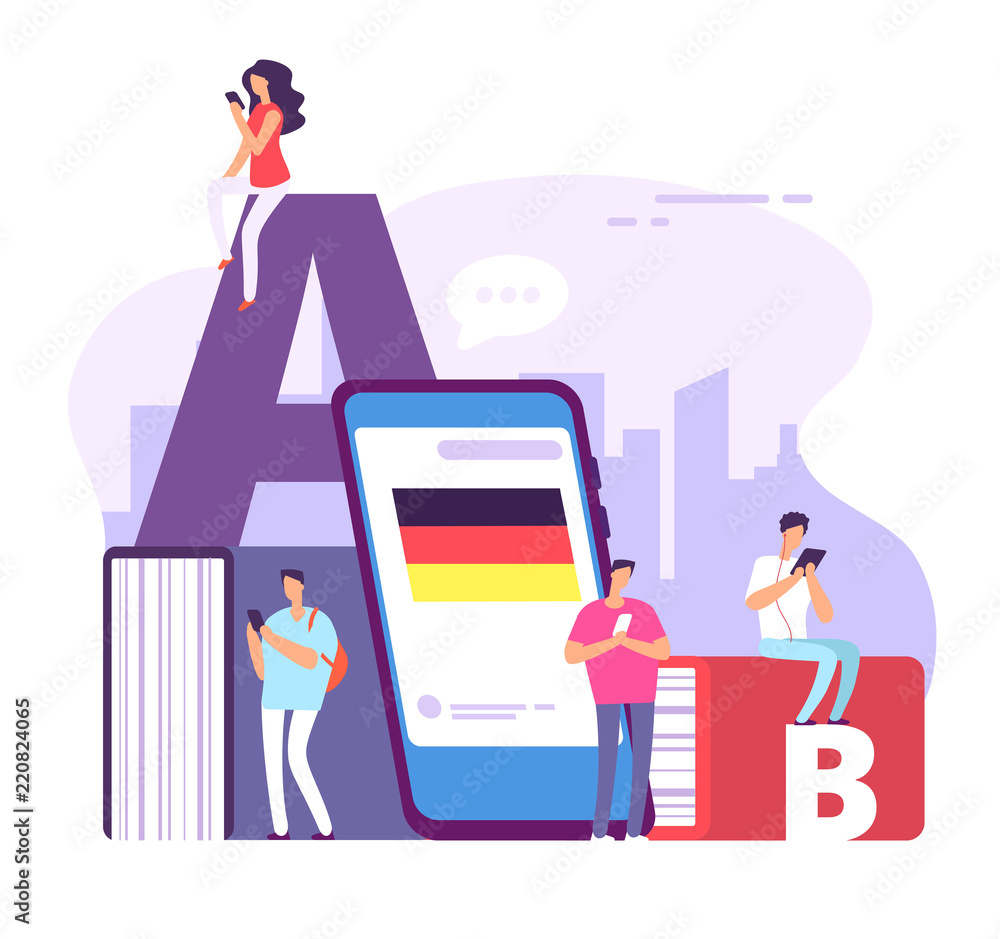 Poster learning foreign language. studying and teaching languages. education vector concept with dictionary