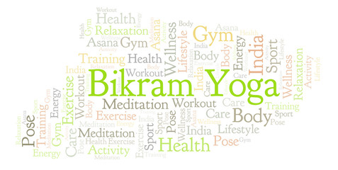 Obraz premium Bikram Yoga word cloud.