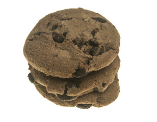 Chocolate cookies isolated on the white background