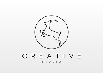 Antelope Logo. Linear logo, in the form of a antelope. © kariolan