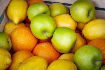 Bright fruit in a box.