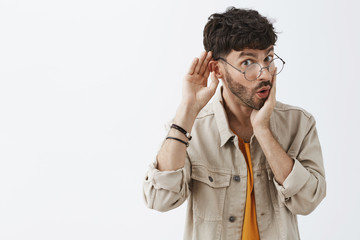 Wow tell me all dirty details of recent rumor. Intrigued good-looking stylish office worker in...