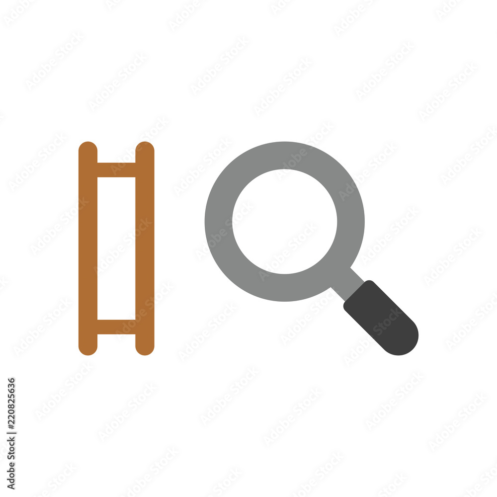 Poster vector icon concept of ladder missing steps with magnifying glass