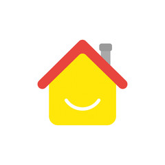 Vector icon concept of house with smiling mouth