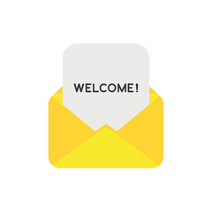 Vector icon concept of welcome paper inside mail envelope