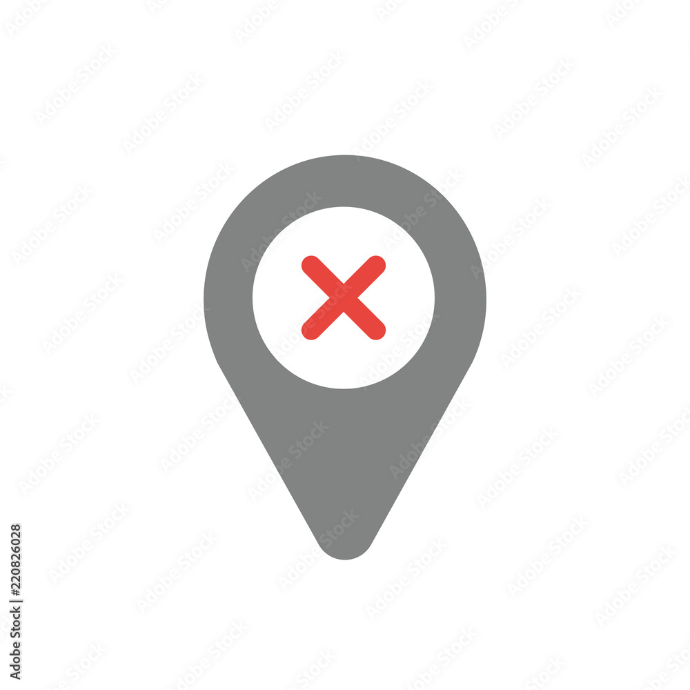 Aufkleber vector icon concept of x mark inside map pointer