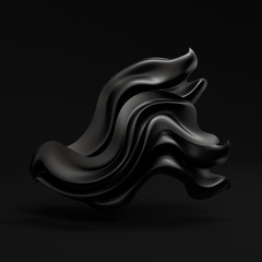 Black background with drapery fabric. 3d illustration, 3d rendering.