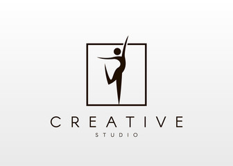 Dance studio logo design. Vector body shape logo. Dance icon concept. - 220826883