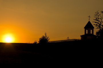 Sunset and a church