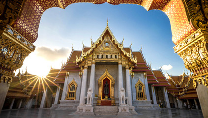 Fototapeta premium Bangkok City - Benchamabophit dusitvanaram temple from Bangkok Thailand