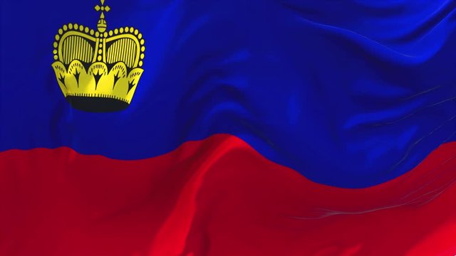 286. Liechtenstein Flag Waving in Wind Slow Motion Animation . 4K Realistic Fabric Texture Flag Smooth Blowing on a windy day Continuous Seamless Loop Background.