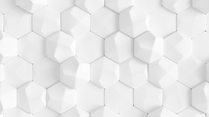 White geometric honeycomb hexagon background. 3d illustration, 3d rendering.