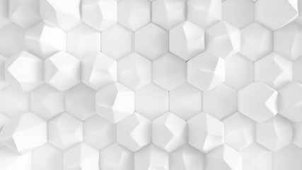 Fototapeta na wymiar White geometric honeycomb hexagon background. 3d illustration, 3d rendering.