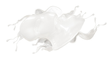 Splash of thick white liquid. 3d illustration, 3d rendering.