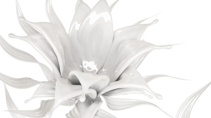 Splash of thick white liquid. 3d illustration, 3d rendering.